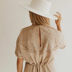 Piper & Scoot The Salford Lace Contrast Jumpsuit In Natural Bottoms + Jumpsuits