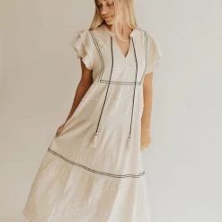 Piper & Scoot The Jennings Tassel Dress In Natural Dresses