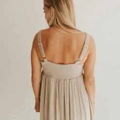 Piper & Scoot The Bonifay Embroidered Tank Dress In Sand