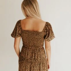Piper & Scoot The Lanie Spotted Midi Dress In Brown