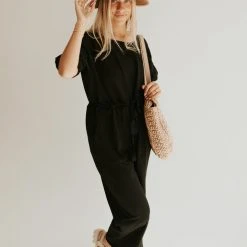 Piper & Scoot The Salford Lace Contrast Jumpsuit In Black Bottoms + Jumpsuits
