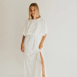 Piper & Scoot The Briggs Sequin Detail Maxi Dress In Off White