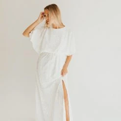 Piper & Scoot The Briggs Sequin Detail Maxi Dress In Off White