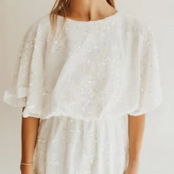 Piper & Scoot The Briggs Sequin Detail Maxi Dress In Off White