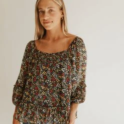 Piper & Scoot The Gatsby Chiffon Blouse In Black Multi