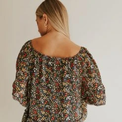 Piper & Scoot The Gatsby Chiffon Blouse In Black Multi