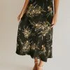 Piper & Scoot The Adelaide Floral Satin Skirt In Black Bottoms + Jumpsuits