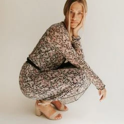 Piper & Scoot The Jolie Ruched Floral Skirt In Black Bottoms + Jumpsuits