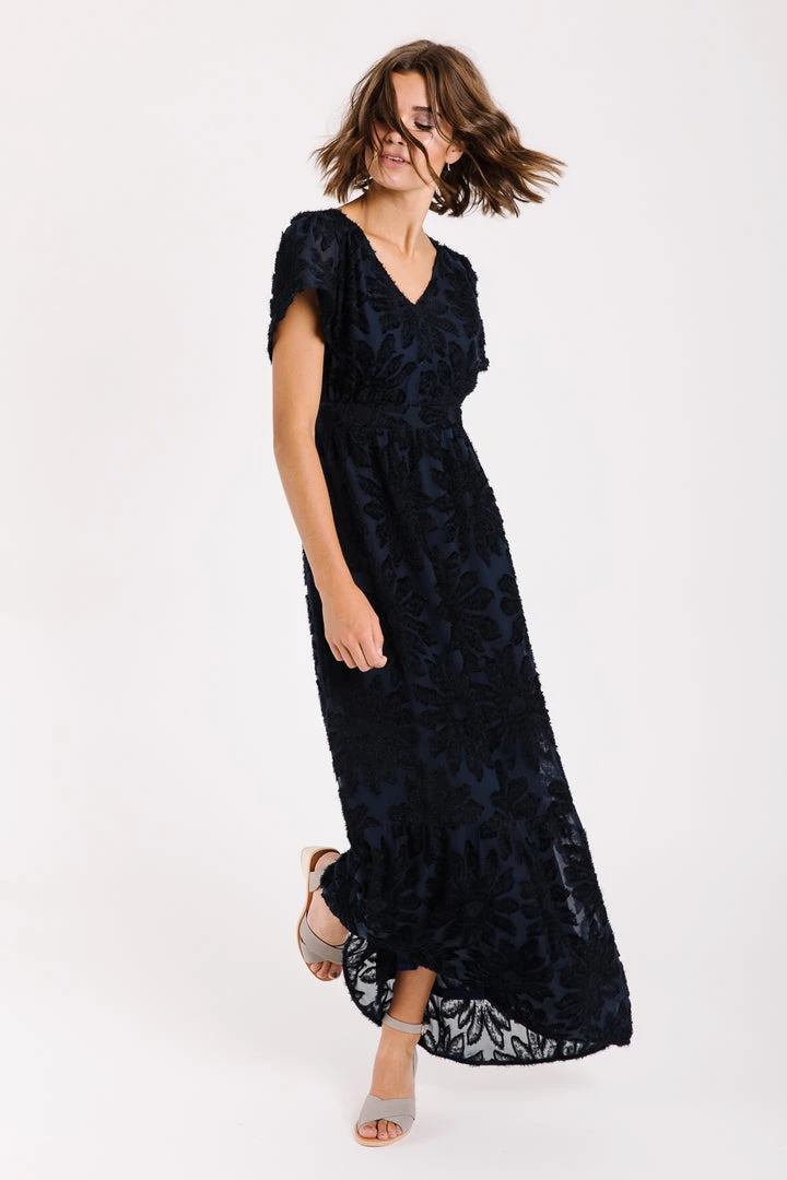 P+S Exclusives Piper & Scoot: The Theater Detail Maxi Dress In Navy