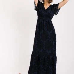 P+S Exclusives Piper & Scoot: The Theater Detail Maxi Dress In Navy