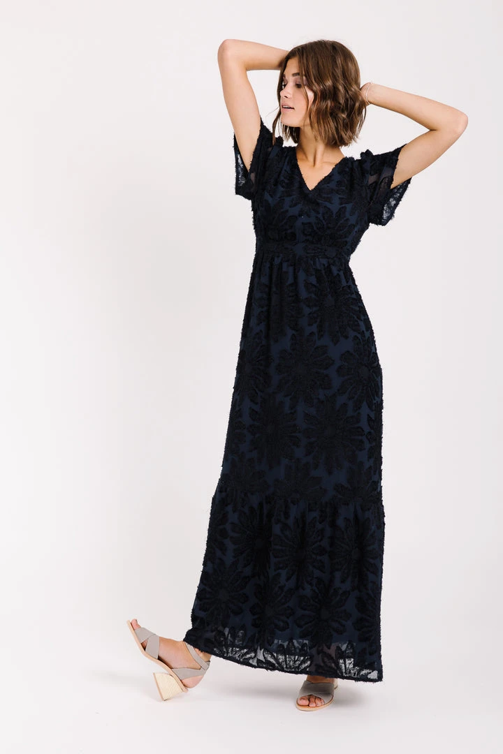 P+S Exclusives Piper & Scoot: The Theater Detail Maxi Dress In Navy
