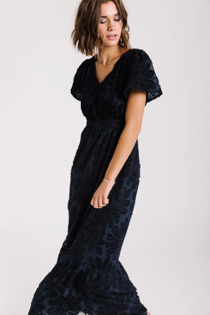 P+S Exclusives Piper & Scoot: The Theater Detail Maxi Dress In Navy