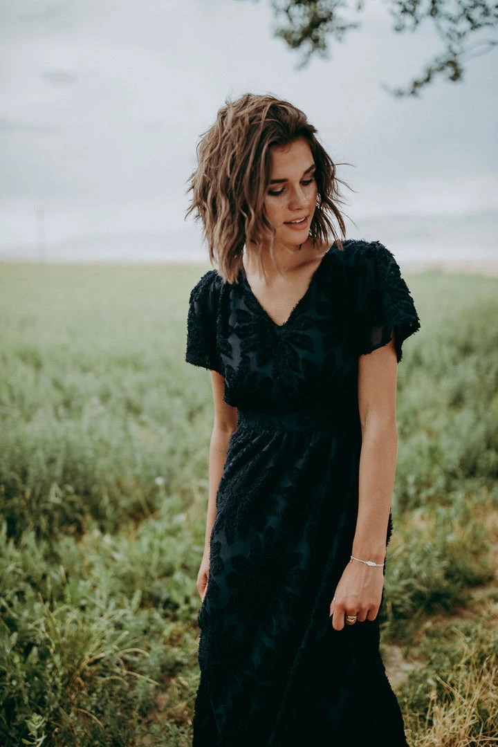 P+S Exclusives Piper & Scoot: The Theater Detail Maxi Dress In Navy