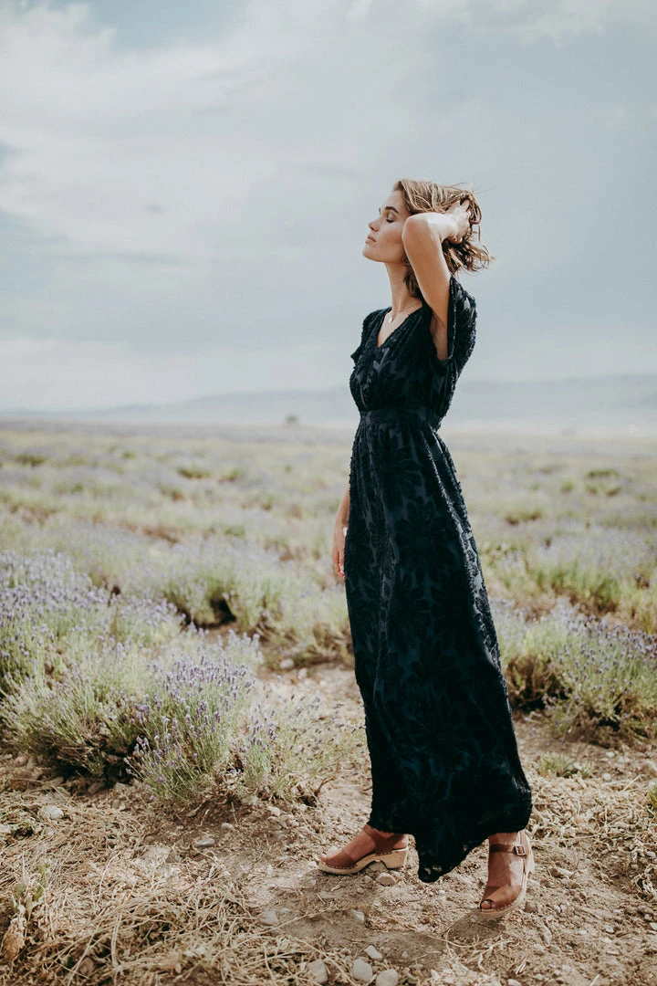 P+S Exclusives Piper & Scoot: The Theater Detail Maxi Dress In Navy