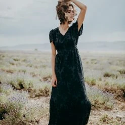 P+S Exclusives Piper & Scoot: The Theater Detail Maxi Dress In Navy