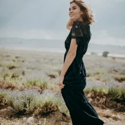 P+S Exclusives Piper & Scoot: The Theater Detail Maxi Dress In Navy