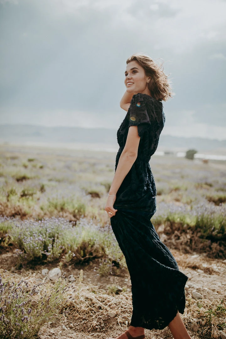 P+S Exclusives Piper & Scoot: The Theater Detail Maxi Dress In Navy