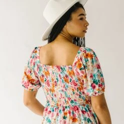 Piper & Scoot Tops The Merk Floral Peplum Blouse In Off White