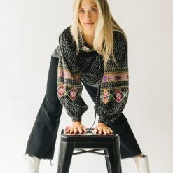 Piper & Scoot The Shiloh Embroidered Blouse In Black Tops