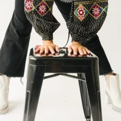 Piper & Scoot The Shiloh Embroidered Blouse In Black Tops