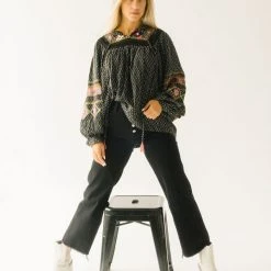 Piper & Scoot The Shiloh Embroidered Blouse In Black Tops