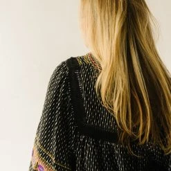 Piper & Scoot The Shiloh Embroidered Blouse In Black Tops