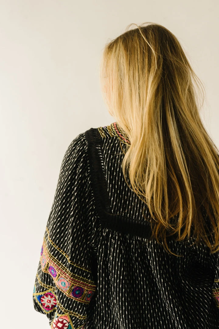 Piper & Scoot The Shiloh Embroidered Blouse In Black Tops