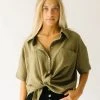 Piper & Scoot The Petros Textured Button-Up In Olive