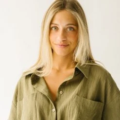 Piper & Scoot The Petros Textured Button-Up In Olive