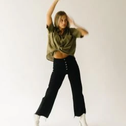 Piper & Scoot The Petros Textured Button-Up In Olive