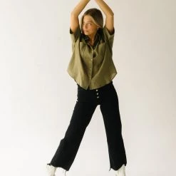 Piper & Scoot The Petros Textured Button-Up In Olive