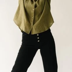 Piper & Scoot The Petros Textured Button-Up In Olive