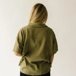 Piper & Scoot The Petros Textured Button-Up In Olive