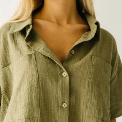 Piper & Scoot The Petros Textured Button-Up In Olive