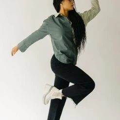 Piper & Scoot Tops The Ledger Color Block Blouse In Olive