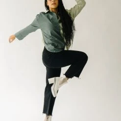 Piper & Scoot Tops The Ledger Color Block Blouse In Olive