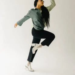 Piper & Scoot Tops The Ledger Color Block Blouse In Olive