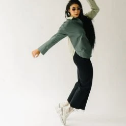 Piper & Scoot Tops The Ledger Color Block Blouse In Olive