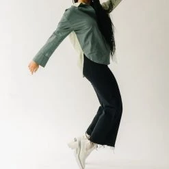 Piper & Scoot Tops The Ledger Color Block Blouse In Olive