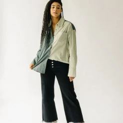 Piper & Scoot Tops The Ledger Color Block Blouse In Olive