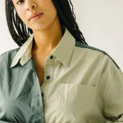 Piper & Scoot Tops The Ledger Color Block Blouse In Olive