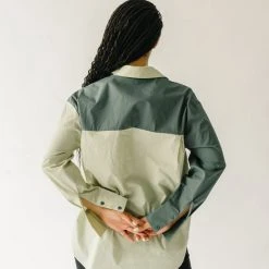 Piper & Scoot Tops The Ledger Color Block Blouse In Olive