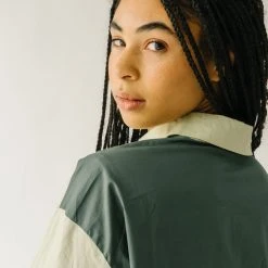 Piper & Scoot Tops The Ledger Color Block Blouse In Olive