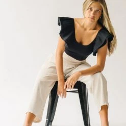 Piper & Scoot The Lockett Relaxed Pleated Trouser In Cream