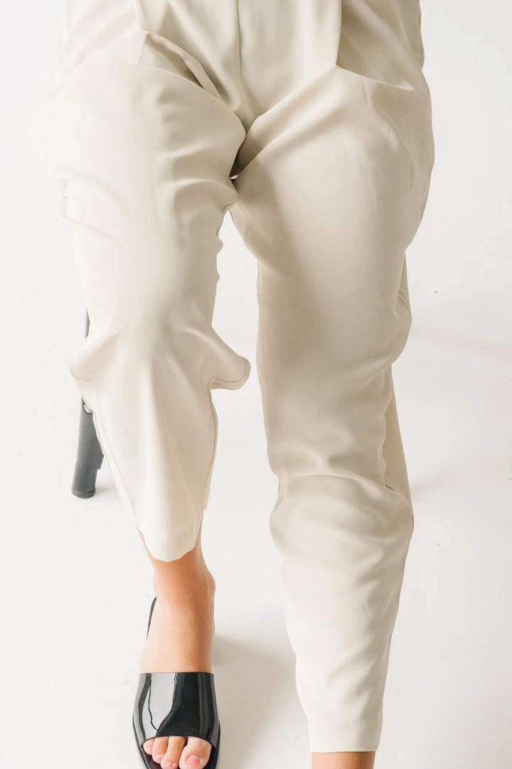 Piper & Scoot The Lockett Relaxed Pleated Trouser In Cream