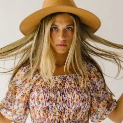 Piper & Scoot The Shonda Belted Square Neck Jumpsuit In Lilac Floral