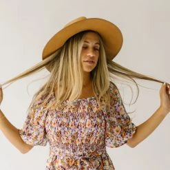 Piper & Scoot The Shonda Belted Square Neck Jumpsuit In Lilac Floral