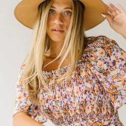 Piper & Scoot The Shonda Belted Square Neck Jumpsuit In Lilac Floral