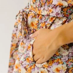 Piper & Scoot The Shonda Belted Square Neck Jumpsuit In Lilac Floral