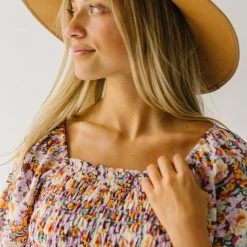 Piper & Scoot The Shonda Belted Square Neck Jumpsuit In Lilac Floral